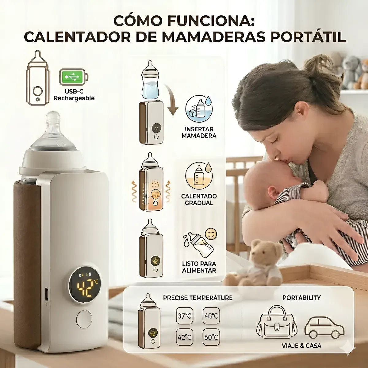 Calentador portatil  inteligente de bebe